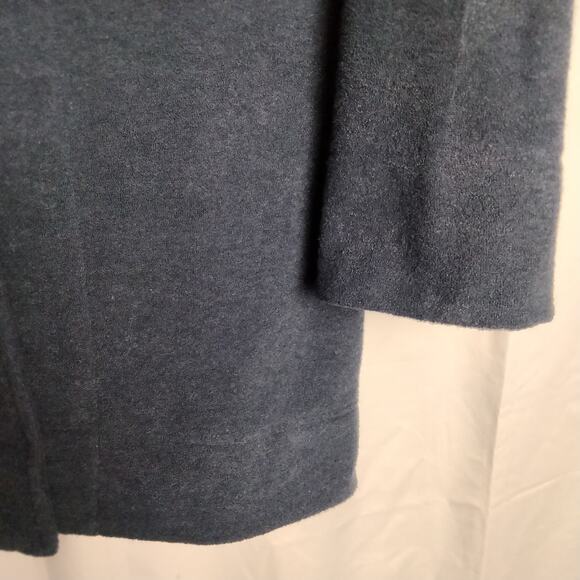 Soft Surroundings Sz S Navy Buckle Closure Knit Long Line Cardigan Soft Collared - Picture 3 of 5